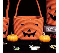 Personalized Halloween Baskets Gift for Kids, Custom Woven Candy Bucket with Name, Halloween Trick or Treat Basket Gift
