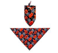 Personalized Halloween Dog Bandanas,Pet Halloween Bandanas Reversible Dog Cat Scarfs Bibs with Bats Pumpkins Patterns for Small Medium Large Dogs