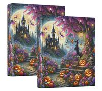 Personalized Halloween Pumpkin Flower 1 1/2 Inch Binders 3 Ring Hold 200 Sheets Folders Notebook Round Ring Recipe Binder, 12.4x10.63x2.36inch, 1 Pack