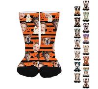 Personalized Halloween Socks with Custom Face or Pet Photo Print - Unique Holiday Novelty Socks for Men and Women - Customized Sock Gift with Your Design