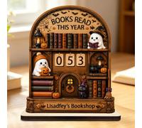 Personalized Halloween Theme Bookshop Counter Tracker Plaque for Bookworm