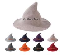 Personalized Halloween Witch Hat, Custom Name Embroidery Witches Hats, Wide Brim, Pointed Hat Fancy Dress Costume Party Masquerade Cosplay Accessories Head Decor DIY Gifts (Khaki)