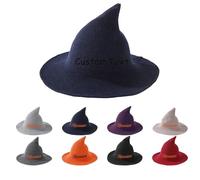 Personalized Halloween Witch Hat, Custom Name Embroidery Witches Hats, Wide Brim, Pointed Hat Fancy Dress Costume Party Masquerade Cosplay Accessories Head Decor DIY Gifts (Navy)