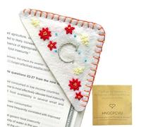 Personalized Hand Embroidered Corner Bookmark, Bookmarks for Women, Personalized Bookmark for Books, Cute Flower Book Mark, Hand Stitch Gift for Women for Book Lovers by HNQCPCVU (C, White)