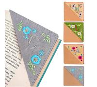 Personalized Hand Embroidered Corner Bookmark,Felt Triangle Page Bookmark,Flower Letter Embroidery for Book Lovers(Grey Winter C)