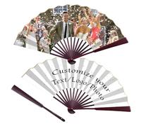 Personalized Handheld Folding Fan With Custom Photo, Text or Logo - Bulk Corporate Customization for Show, Party and Wedding