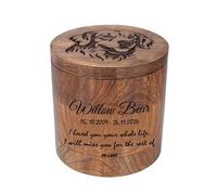 Personalized Handmade Solid Wooden Cremation Urns for Dog & Cat Ashes, Custom Photo Engraved Wood Pet Memorial Keepsake Urn Box for Ashes, Pet Urn for Dogs & Cats, Pet Loss Keepsake Urn Box for Ashes