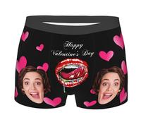 Personalized Happy Valentine's Day Heart Boxer Briefs for Men Boyfriend Husband Custom Photo Shorts Girlfriend Wife's Face Underpants Valentine's Day Funny Ugly Boxer Novelty Briefs