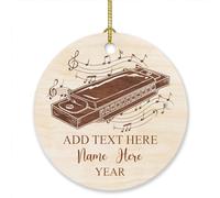 Personalized Harmonica Player Christmas Ornament, Harmonica Musical Instrument Christmas Ornament 2023, Custom Text Year & Name Harmonica Players Xmas Ornaments Gifts for Instrument Harmonica Lovers
