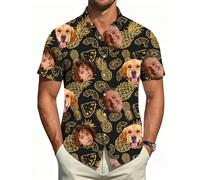 Personalized Hawaiian Shirt for Men,Add Your Photo,Custom Floral Shirt with Pet Face,Stag Do Shirts,Summer Beach Shirts Short Sleeve,Personalized Party Outfit,Funny Gifts for Boyfriend,Girlfriend
