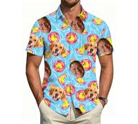 Personalized Hawaiian Shirt for Men,Add Your Photo,Custom Floral Shirt with Pet Face,Stag Do Shirts,Summer Beach Shirts Short Sleeve,Personalized Party Outfit,Funny Gifts for Boyfriend,Girlfriend