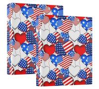 Personalized Heart Balloons Patriotic America Three Ring Binders 1.5 Inch Hold 200 Sheets Notebook Folders Round Ring Recipe Binder, 12.4x10.63x2.36inch, 2 Pack