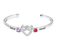 Personalized Heart Bracelet with Birthstone Beautiful Gift, Forever Bracelets for Couples, Custom Name Relationship Bracelets, Personalized Birthstone Bracelet, Gifts for Women Mom Wife