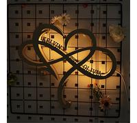 Personalized Heart Infinity Name Lamp for Couple Custom Wooden Name Night Light Couple Name Wall Art Decor for Room New Year Valentine's Day Anniversary Birthday (Heart Infinity Wooden Light)