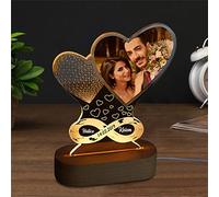 Personalized Heart Photo Night Light Couple Infinity Acrylic Lamp Custom Name Date Lights Romantic Holiday Anniversary Valentine's Day Decor Gift for Her His (2 Colors Love Couple Night Light)