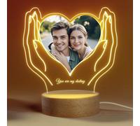 Personalized Heart-Shaped LED Night Light with Custom Photo & Engraved Text - Unique Romantic Gift for Couples, Anniversary, Wedding