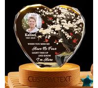 Personalized Heart-shaped Memorial Crystal Light with Custom Photo & Name, 7 Color LED Keepsake for Loss of Loved Ones Dad Mom Grandpa Grandma, In Loving Memory of Mom Dad Wife Husband