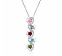 Personalized Heart-shaped Name Birthstone Necklace-Gift For Mom/Grandma, Custom Birthstone Engraved Names Engagement Mother Day Rings for Mom Her Wife