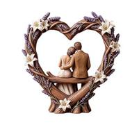 Personalized Heart Wooden Plaque for Couple,Romantic Wood Art Figurine Home Room Decor,Anniversary Couple Gifts for Him and Her, Wife Husband Birthday Gift, Anniversary Table Decorations