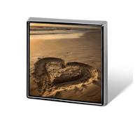 Personalized Hearts Drawn on The Beach Lapel Pin for Men Women Cute Funny Square Brooch for Ease And Safe Aluminum Alloy Brooches Suit Dress Accessories Wedding Party