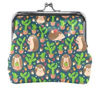 Personalized Hedgehog Cactus Purses and Handbags for Women Small Coin Purse Cute Cactus Hedgehog Classic, Cute Cactus Hedgehog, Classic