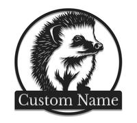 Personalized Hedgehog Metal Sign, Custom Name Wall Art, Pet Lover Gift Idea, Unique Home Decor, Garden or Memorial Metal Plaque (Style-3)