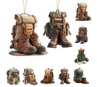 Personalized Hiking Acrylic Ornament Hiking Lovers Christmas Ornament, Custom 2D Flat Camping Ornaments For Christmas Tree, Backpack Ornaments with Name, Unique Keepsake for Camper, Camping Lover Gift