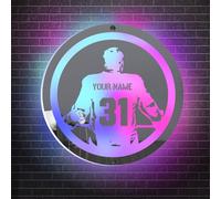 Personalized Hockey Mirror Neon Sign, Sport Ice Hockey Led Light Up Neon Sign, Hockey Night Light for Wall Decor, Hockey Decoration for Bedroom, Birthday Christmas Men Kids Boys Hockey Gift