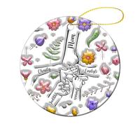 Personalized Holding Grandma‘s Hand Ornament,Custom Ceramic Hanging Ornaments with Kids' Names,Christmas Birthday Gift for Grandma Nana