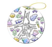 Personalized Holding Grandma‘s Hand Ornament,Custom Ceramic Hanging Ornaments with Kids' Names,Christmas Birthday Gift for Grandma Nana