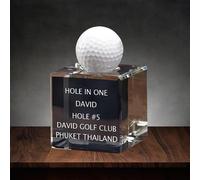 Personalized Hole in One Golf Ball Display Case, Custom Name Hole in One Golf Crystal Trophy, Hole in One Display, Display Your Golf Ball, Golf Trophy (Crystal)