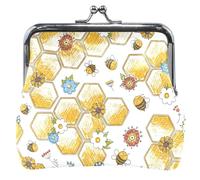Personalized Honeycomb Bee Wallet for Men Women Small Leather Coin Purse with Kiss Lock for Girls Cute Honeycomb Bee OneSize, Beautiful Honeycomb Bee, OneSize, Classic