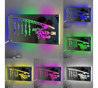 Personalized Hooked on Daddy Mirror Light, Custom Fishing Name LED Light Up Mirror Night Light with Kids Names for Bedroom Living Room Decor, Fathers Day Birthday Gift For Dad, Grandpa (Style 5)
