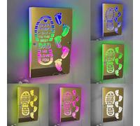 Personalized Hooked on Daddy Mirror Light, Custom Fishing Name LED Light Up Mirror Night Light with Kids Names for Bedroom Living Room Decor, Fathers Day Birthday Gift For Dad, Grandpa (Footprint)
