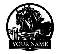 Personalized Horse Barn Sign, Custom Ranch Name Metal Art, Equestrian Wall Decor, Farmhouse Entry Plaque, Horse Lover Gift for Stable or Home (Style-3)