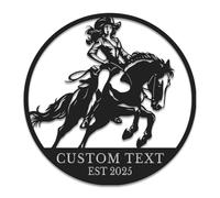 Personalized Horse Racing Metal Wall Art, Custom Jockey Name Sign Horse Ride, Equestrian Wall Decor for Stable, Tack Room and Man Cave (Style-1)