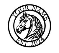 Personalized Horse Ranch Metal Sign, Custom Outdoor Metal Horse Farm Sign,Horse Metal Sign, Outdoor Family Name Sign, Horse Farm Monogram,Farmer Home Decor, Farmhouse Decor (Horses-G)
