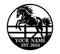 Personalized Horse Ranch Metal Sign, Custom Outdoor Metal Horse Farm Sign,Horse Metal Sign, Outdoor Family Name Sign, Horse Farm Monogram,Farmer Home Decor, Farmhouse Decor (Horses-E)