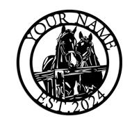 Personalized Horse Ranch Metal Sign, Custom Outdoor Metal Horse Farm Sign,Horse Metal Sign, Outdoor Family Name Sign, Horse Farm Monogram,Farmer Home Decor, Farmhouse Decor (Horses-F)