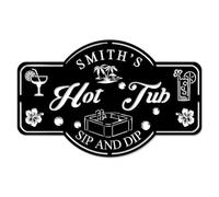 Personalized Hot Tub Metal Signs Custom Poolside Metal Wall Art Customized Name Sign for Backyard Patio Pool Porch Deck Indoor Outdoor Decorations