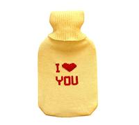 Personalized Hot Water Bottle 100% Merino Wool Knitted Rubber Hotty (White-Red Love You)