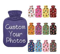 Personalized Hot Water Bottle with Cover - Custom Photo and Text Warm Fleece Rubber Picture Hot Water Bottle Chrstmas Unique Winter Gift for Women Girls Kids Couples