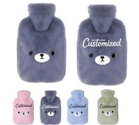 Personalized Hot Water Bottle with Custom Text Soft Plush Cover，2 Liters,Relieves Body Aches & Pains，Warming Hand Bag Pain Relief, Hand and Foot Warmer