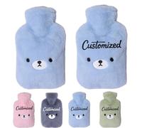 Personalized Hot Water Bottle with Custom Text Soft Plush Cover，2 Liters,Relieves Body Aches & Pains，Warming Hand Bag Pain Relief, Hand and Foot Warmer
