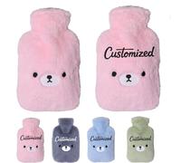 Personalized Hot Water Bottle with Custom Text Soft Plush Cover，2 Liters,Relieves Body Aches & Pains，Warming Hand Bag Pain Relief, Hand and Foot Warmer