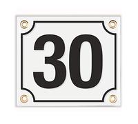 Personalized House Number Plaque - 12x14 cm (5" x 6") - Waterproof Door Numbers - Enamel Garden Wall Sign - White