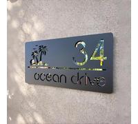 Personalized House Number Plaque with 3D Palm Trees, Hollow Acrylic Exterior Address Sign, Modern Housing Number, Waterproof Decorative Sign for Door, Garden and Facade