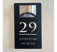 Personalized House Numbers Plaques with Solar Lights Sign Laser Cut Door Number Address Name Plaque,Custom Outdoor Home Numbers Street Name LED Modern House Signs for Home Office Hotel (White)