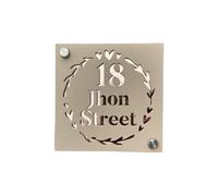 Personalized House Sign Custom Door Number and Address Plaque Floral Design Wall Sign for Home Shed or Gate in Black Ash Grey Mineral Grey Desert Beige (Desert Beige)
