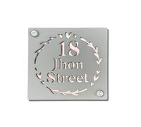 Personalized House Sign Custom Door Number and Address Plaque Floral Design Wall Sign for Home Shed or Gate in Black Ash Grey Mineral Grey Desert Beige (Ash Grey)